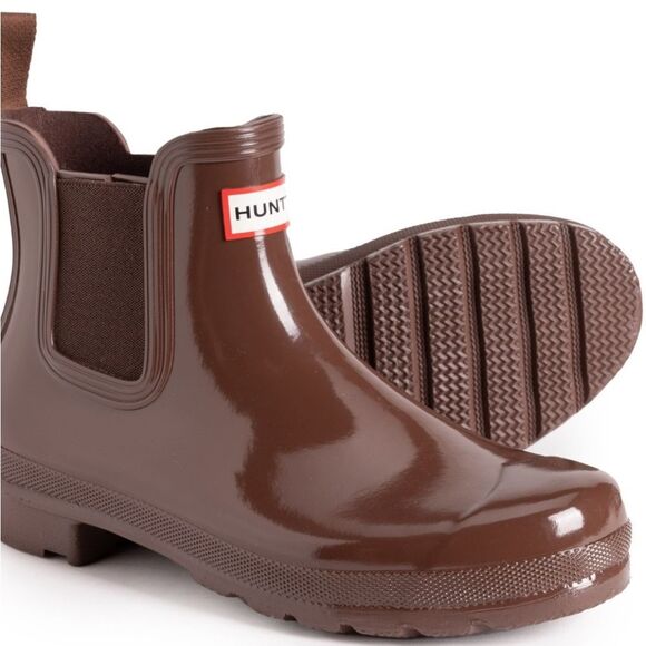 Hunter Shoes - Hunter Original Waterproof Chelsea  Boots- Brown Bolt